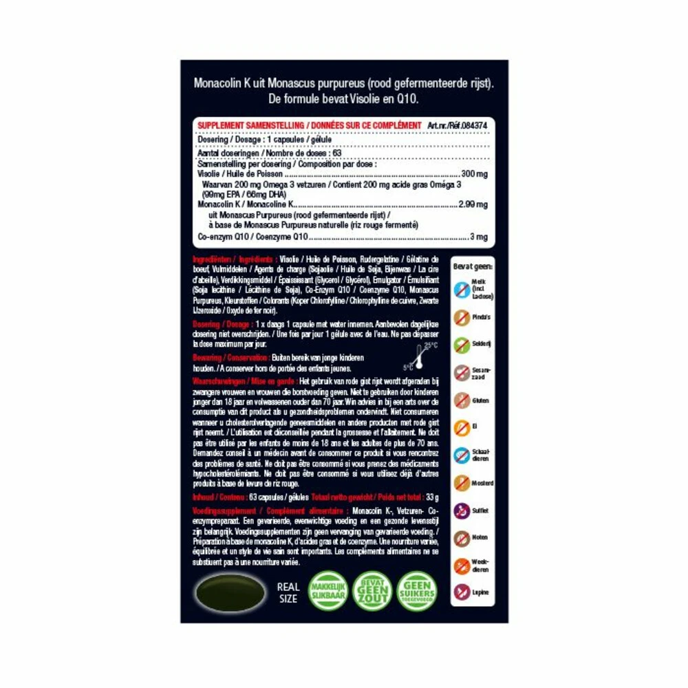 Lucovitaal Rode Gist Rijst Met Visolie En Q10 2 Lucovitaal Rode Gist Rijst Met Visolie En Q10 - Afbeelding 2