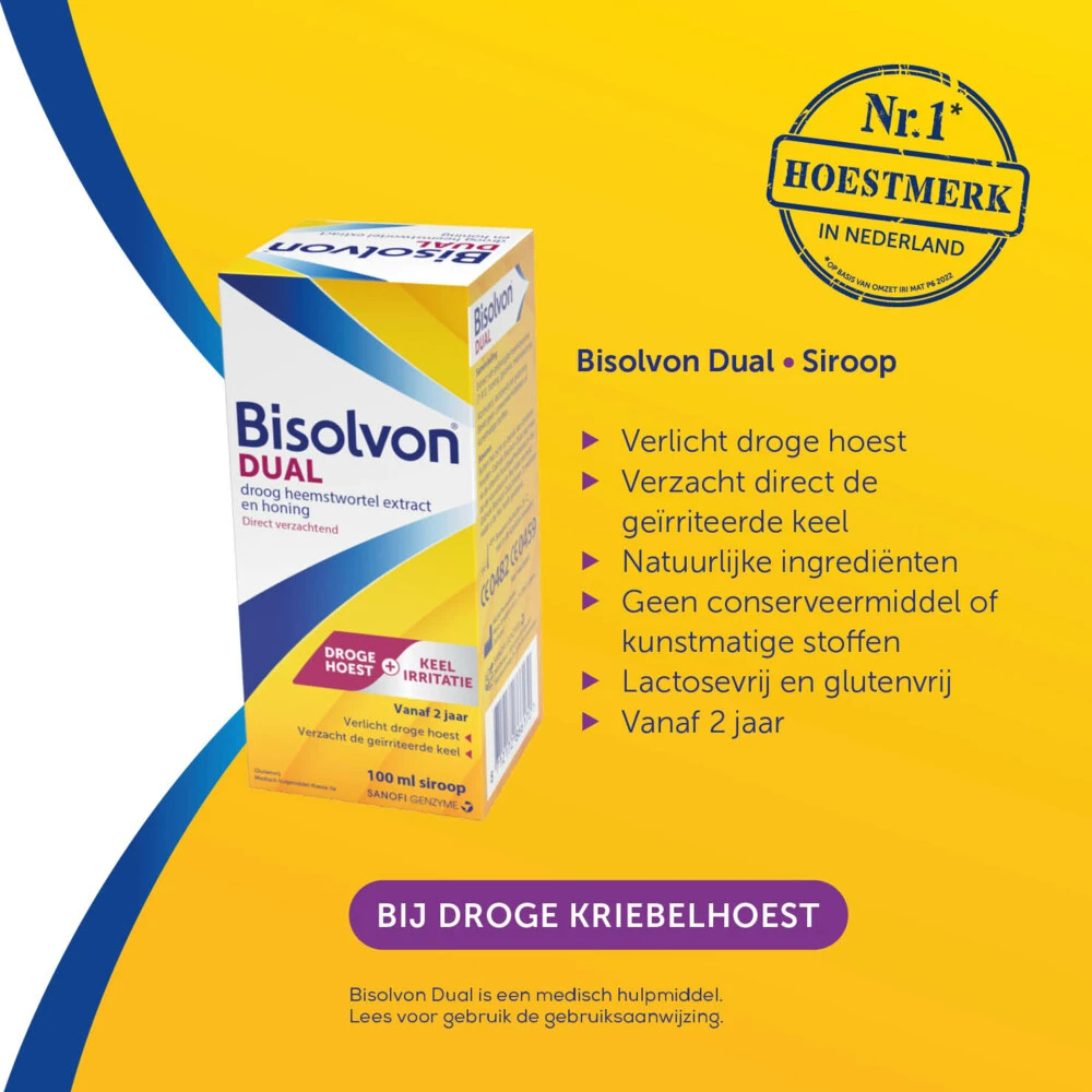 Bisolvon Dual Droge Hoest Keelirritatie Siroop 2 Bisolvon Dual Droge Hoest Keelirritatie Siroop - Afbeelding 2